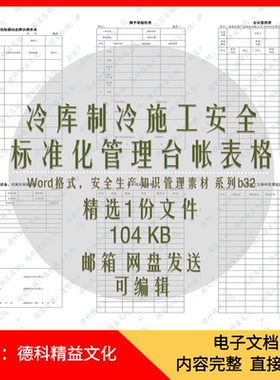 冷库制冷施工安全标准化管理台帐表格文档模板 安全文件资料 b32