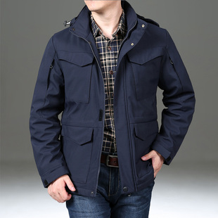 多袋工装 外套加绒加厚棉衣男宽松大码 棉服保暖防风冲锋衣 冬季 男士