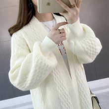 秋冬加厚上衣针织衫 外套 女开衫 2019新款 秋装 毛衣女宽松慵懒风韩版