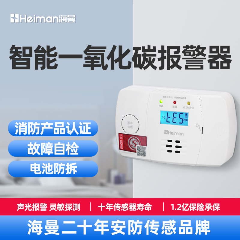 海曼智能一氧化碳报警器家用室内煤烟CO中毒户外煤炭煤气检测仪