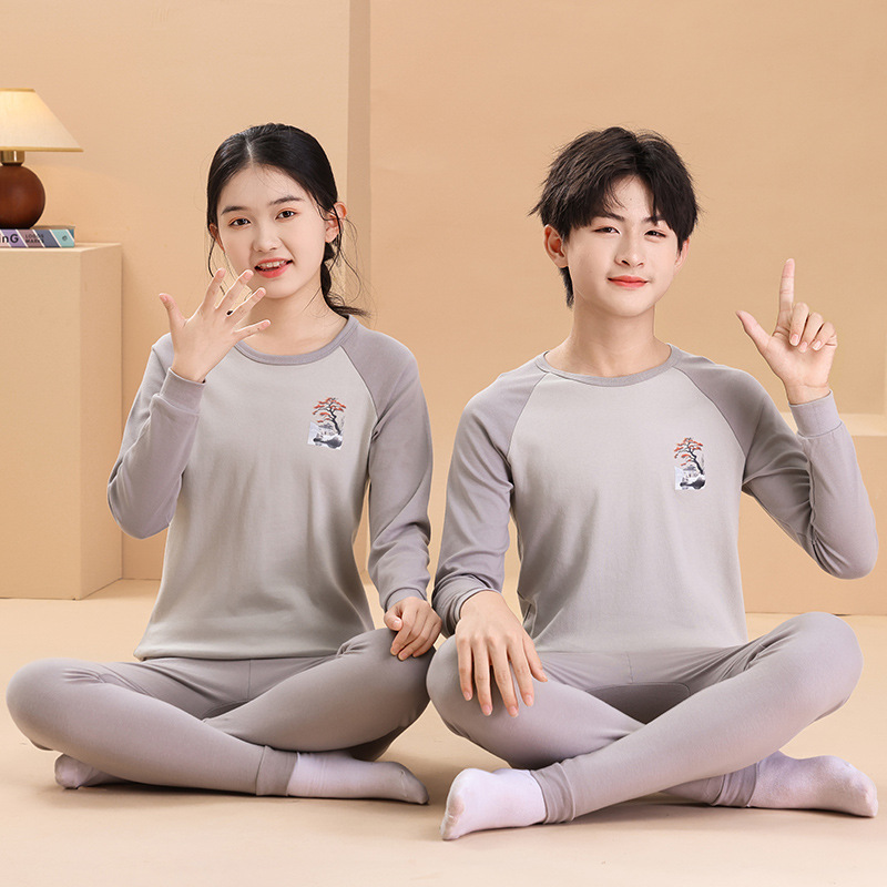 青少年秋衣秋裤纯棉2025新款保暖内衣套装大童学生家居打底内衣