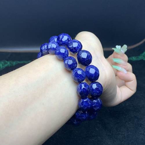 秀吧珠宝天然南非蓝纹玉方钠石菠萝珠手串手链直播间多样性发货