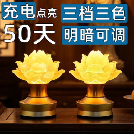 充电莲花灯长明灯供灯佛前菩萨灯乔迁家用插电佛龛三档调节电蜡烛