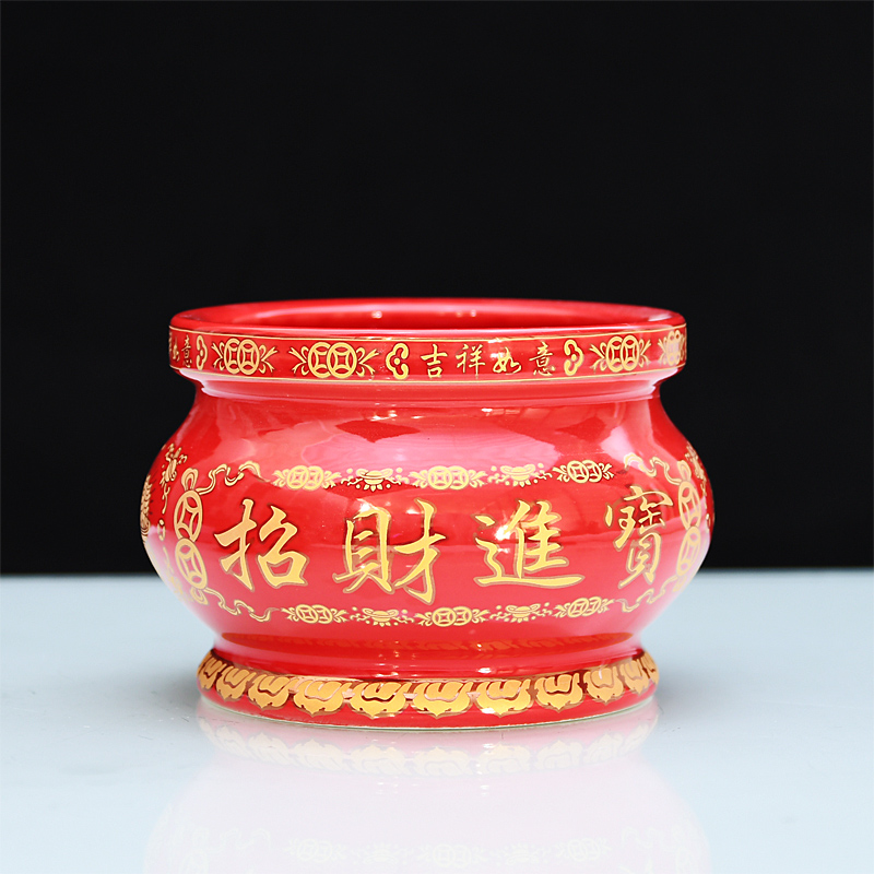 家用居室佛用品香炉观音关公财神香炉 莲花招财进宝陶瓷香炉