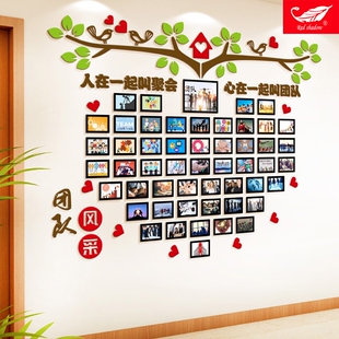公司企业文化墙定制立体亚克力心形墙贴团队风采展示墙创意照片墙