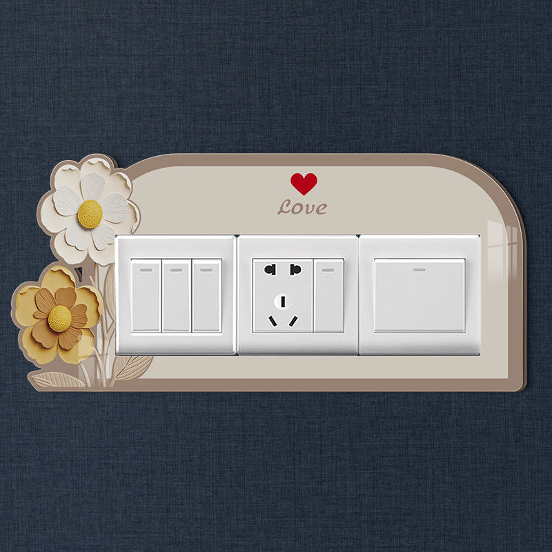开关装饰墙贴画轻奢风3d立体亚克力墙上防脏遮丑边框套插座保护套,家居饰品,开关贴,淘宝优惠券,粉丝福利购,淘宝优惠卷