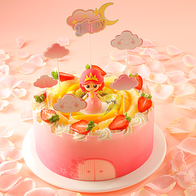 味多美 天然奶油水果生日蛋糕 北京同城配送甜心小公主蛋糕儿童款