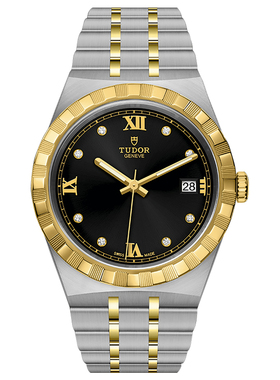 瑞士帝舵TUDOR皇家系列男表机械防水钢带镶钻金色男士腕表手表男