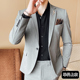 职业小西装 男修身 商务伴郎新郎结婚礼服休闲外套 灰色西服套装 韩版