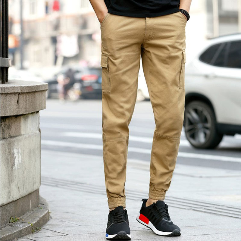 工装裤男休闲裤春秋宽松干活长裤束脚哈伦运动全棉耐磨小脚裤潮牌