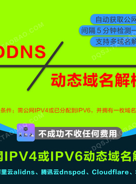 动态域名解析IPV4或IPV6 阿里云aliddns 腾讯云dnspod Cloudflare