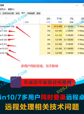 win10 win11多用户同时远程桌面登录 win7多开 RDP异地电脑控制