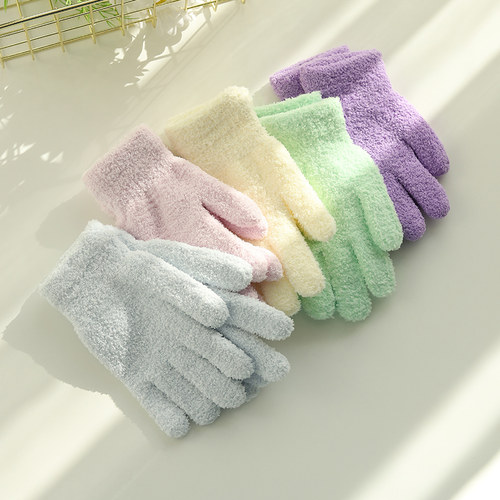 女珊瑚绒保暖毛线手套