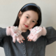 儿童手套女孩冬季 小学生写字女童翻盖露半指可动手套毛绒2025新款