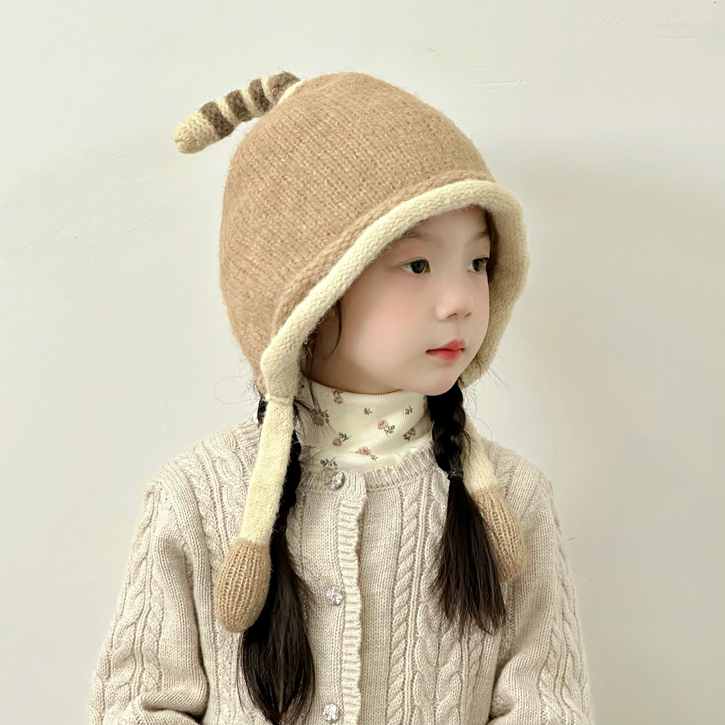 儿童帽子秋冬护耳帽女童针织毛线