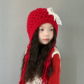 2025新款 儿童帽子女孩秋冬女童毛线帽中大童针织帽护耳红色洋气潮