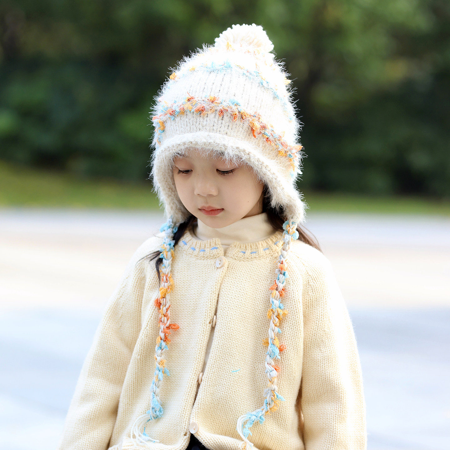 秋冬季女童帽子儿童毛线帽百搭洋气护耳针织帽女孩辫子2025新款潮,童装/婴儿装/亲子装,帽子,淘宝优惠券,粉丝福利购,淘宝优惠卷