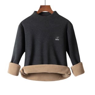 冬季保暖内衣德绒中老年男人加绒加厚卫衣内穿上衣服秋衣爸爸装