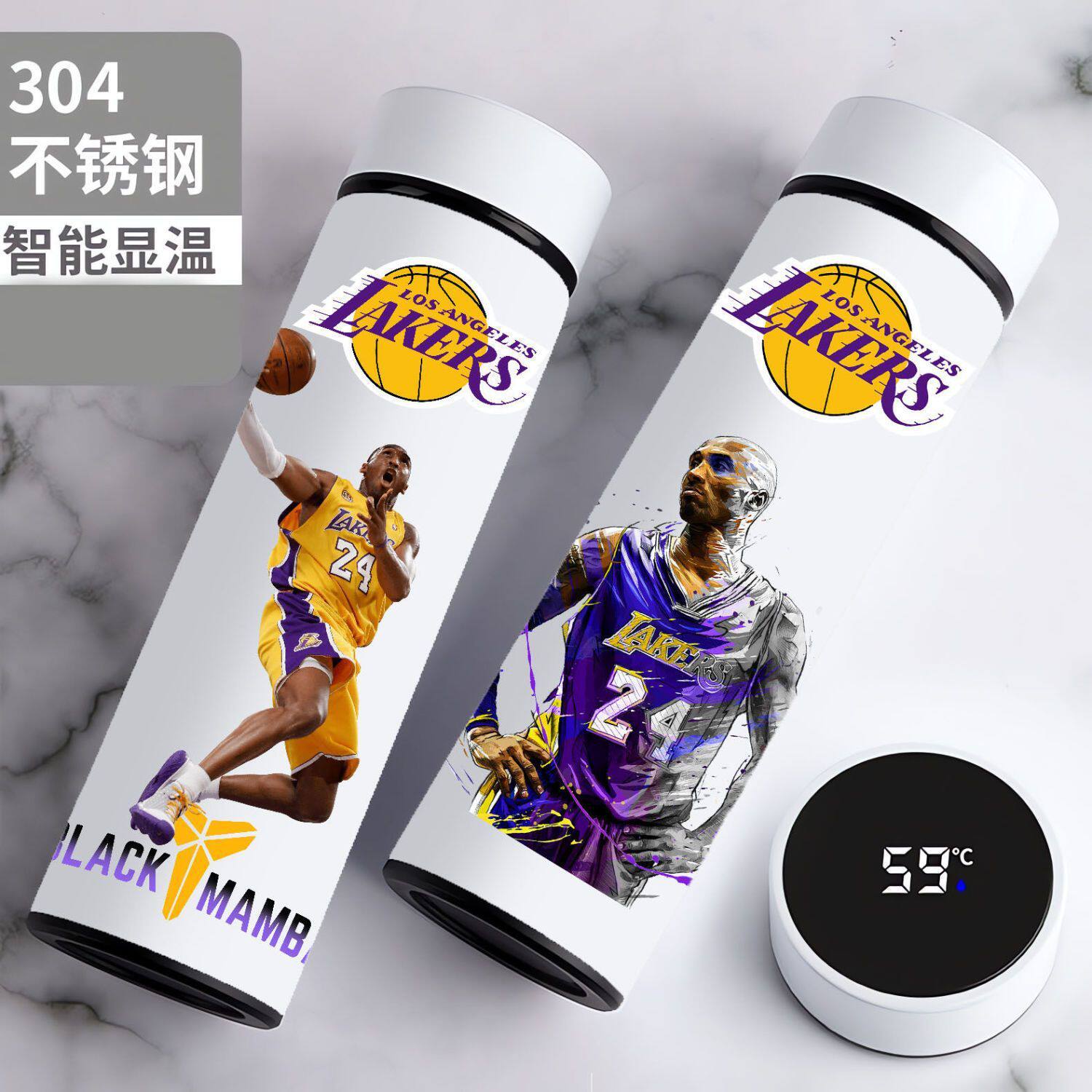 NBA科比同款珍藏版纪念品詹姆斯库里水杯男学生防摔智能304保温杯