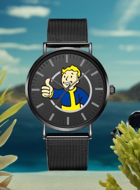 Fallout 4辐射4石英表黑色简约超薄手表男士钢带学生防水机械男表
