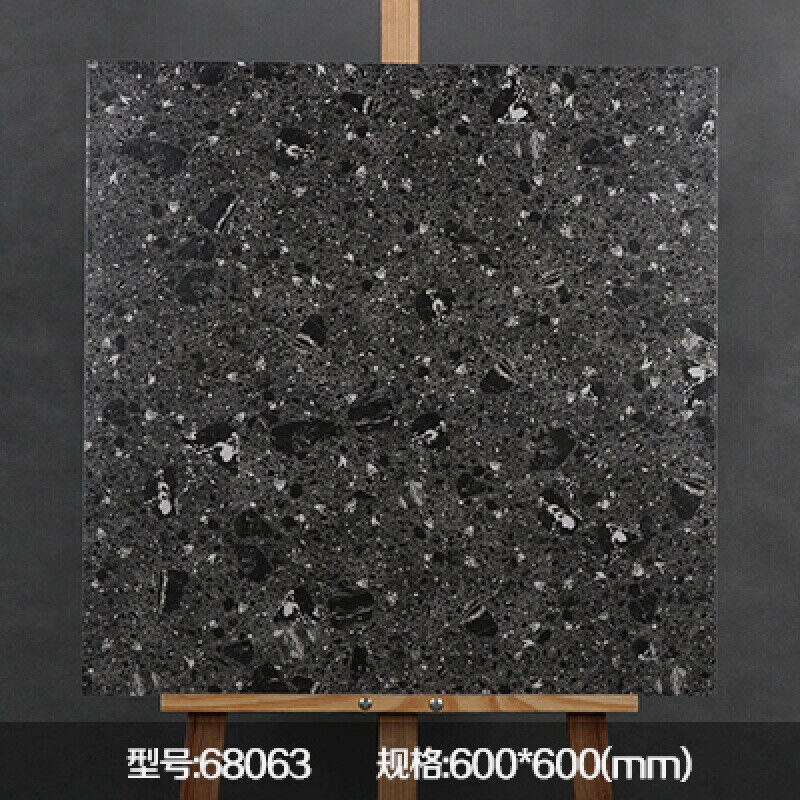 灰色大颗粒水磨石地板砖餐厅服装连锁店仿古瓷砖防滑黑色地砖8006