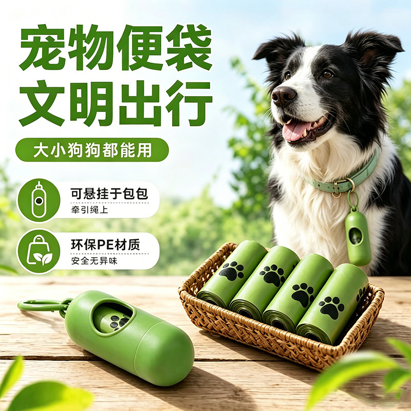 狗狗拾便袋加厚全降解袋捡屎袋神器铲外出便携宠物垃圾袋拾便袋 - 实物图