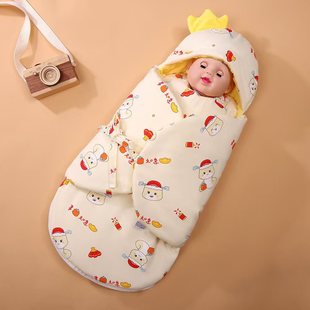 新生儿纯棉睡袋婴儿包被初生儿外出保暖抱被防惊襁褓跳秋冬款抱被