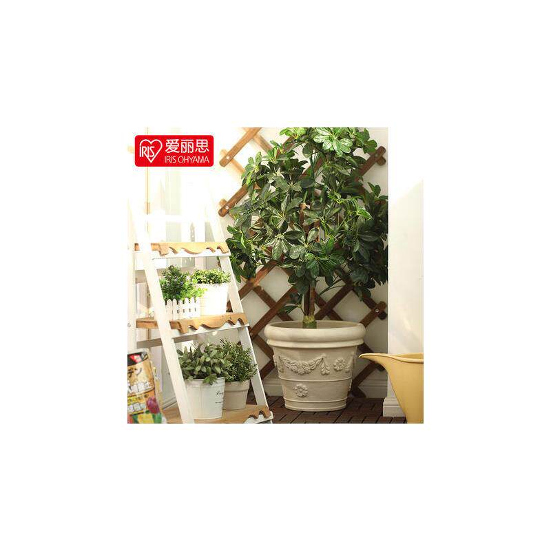 爱丽思仿陶瓷大号凸纹圆形花盆树脂地面桌面绿植阳台落地花盆