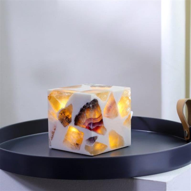手工创意睡眠轻奢饰品床头氛围灯摆件礼物led水晶矿石小夜灯