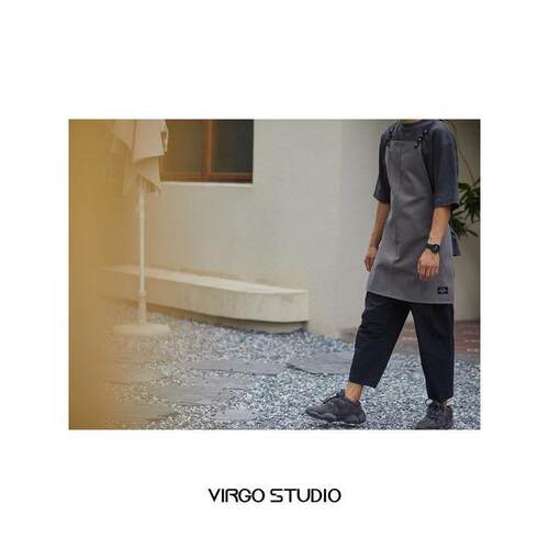 Virgo多色咖啡师烘焙店厨房花园艺工作高端双肩帆布围裙定制logo