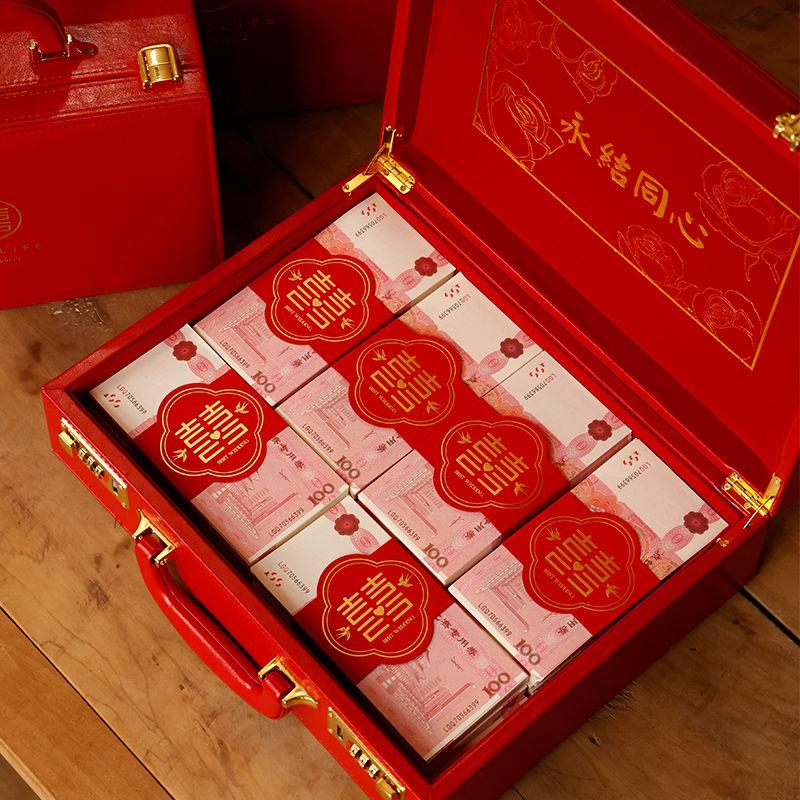 彩礼钱盒子结婚万万元现金礼盒提亲聘礼箱订婚用品大全礼马小