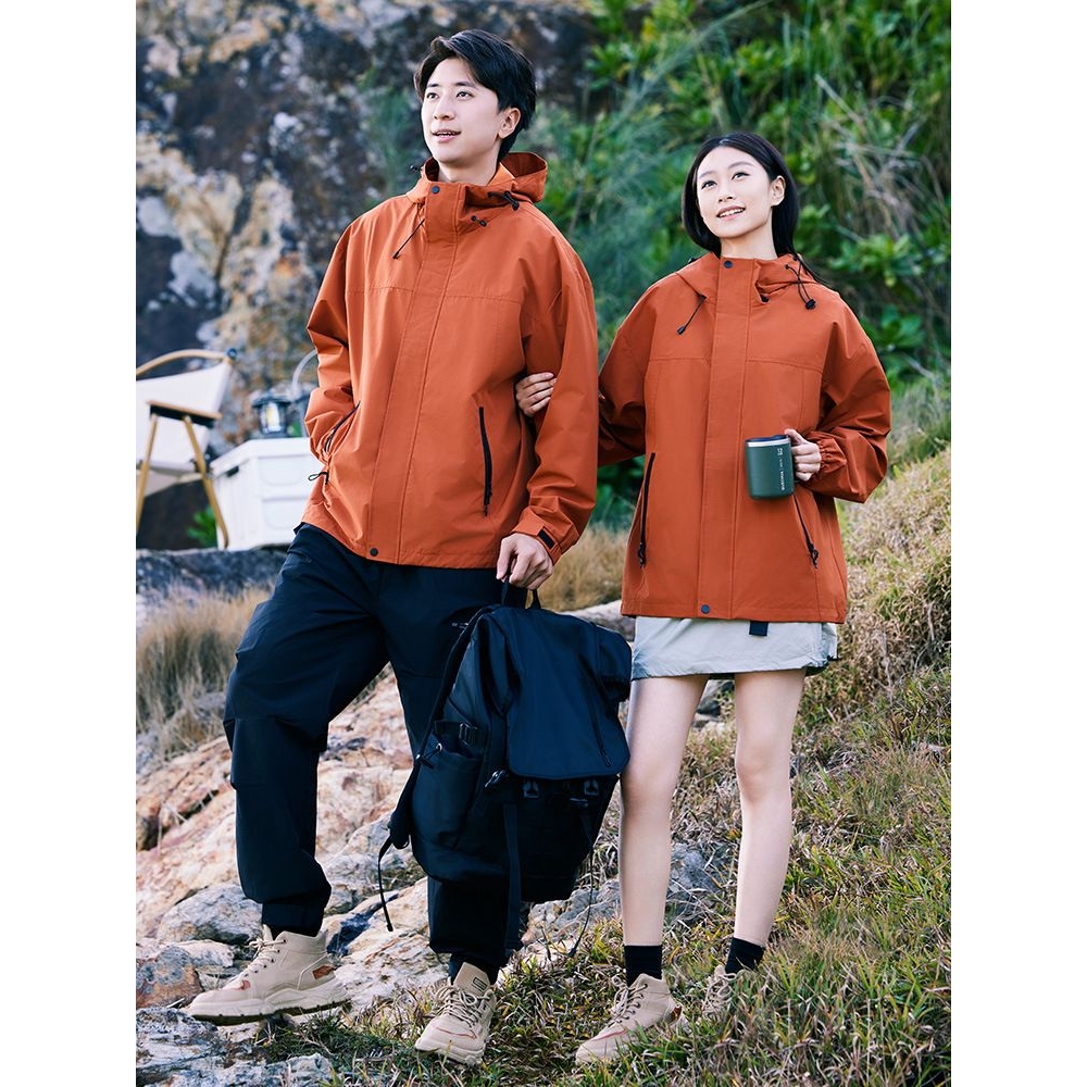 新品山系单层冲锋衣女款 运动防风衣春亚纺内里YKK单冲防水外套男