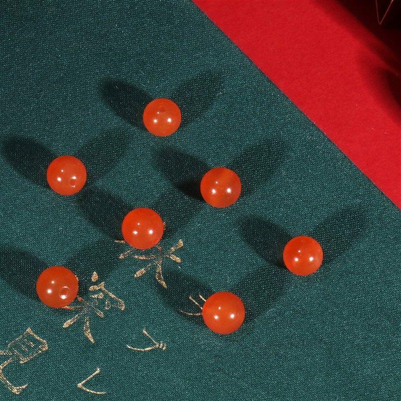 保山!南红冰红散珠荧光珠宝感河湾料南红圆珠配饰配珠手链单珠