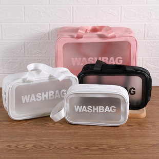 大容量黑色洗漱包小号白色粉色大号化妆包中号学生纯色防水手提