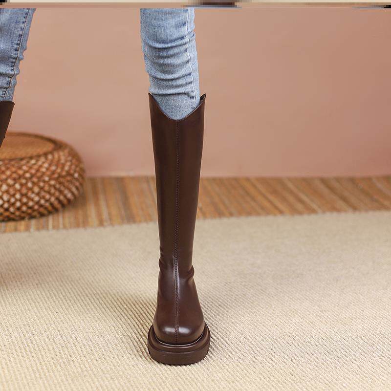 网大jgd红膝长靴高欧洲站筒靴粗腿加筒围欧货爆款大桶围胖显瘦过