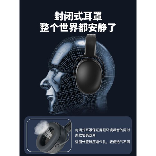 ?隔音降噪耳罩防打呼噜宿舍睡眠工业级专业防噪音学习睡觉专