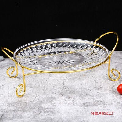 亚克力水果盘架子水晶透明KTV酒吧支架干果小吃碟子盘子塑料拼盘