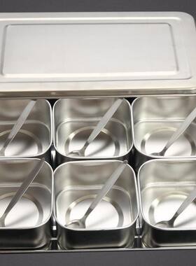 不锈钢日式味盒套装调味罐佐料留样盒格格带盖调料盒料缸