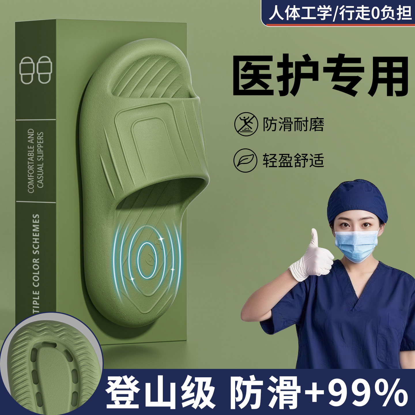 医护踩屎感拖鞋女士夏季2026新款室内居家厚底软弹气垫防滑凉拖女