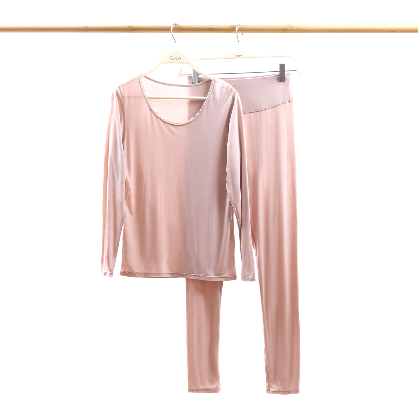 caser凯撒内衣女士秋款打底超薄羊绒蛋白圆领花边套装 BJ50-5070