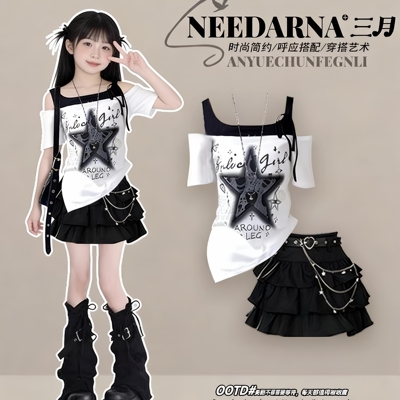 女童新款夏套装多巴胺轻奢小众韩