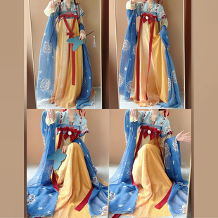 夜子溪原创【白雪】唐制汉服女半臂刺绣对襟衫齐胸襦裙春夏日常款