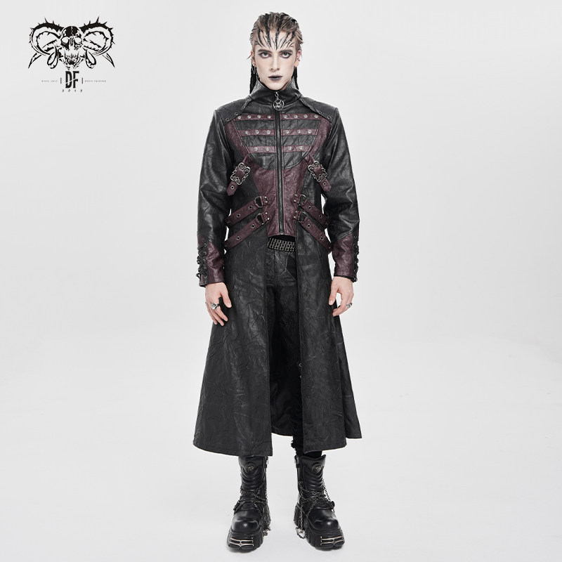 DevilFashion哥特风黑色绑带装饰皮衣外套CT26901