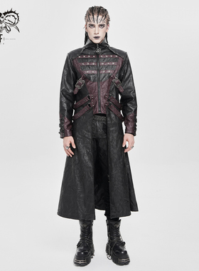 DevilFashion哥特风黑色绑带装饰皮衣外套CT26901