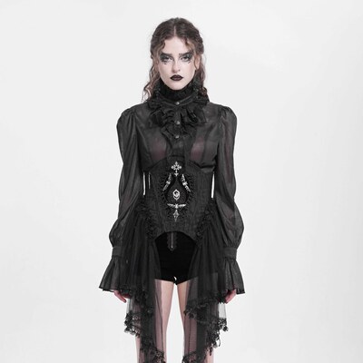 EVA LADY恶魔时尚女装哥特朋克暗黑 侧边裙摆哥特束身衣 ECST011