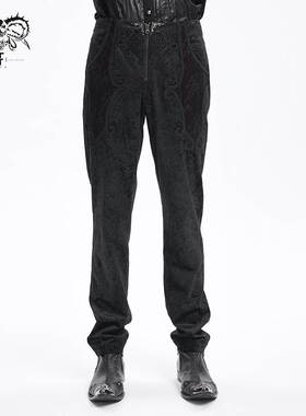 Devil Fashion恶魔时尚哥特暗黑男装修身印花显瘦休闲长裤 PT265