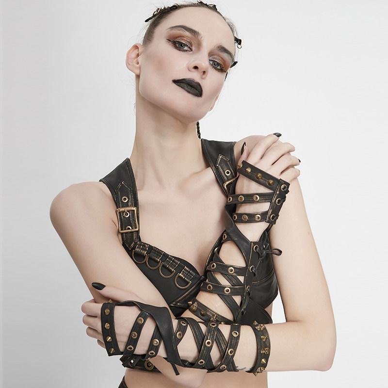 万圣节cos漫展配饰男女绑带式无指手套夜店舞会蒸汽朋克饰品道具