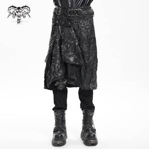 Devil Fashion恶魔时尚哥特暗黑男女同款褶皱自带腰带半裙SKT227