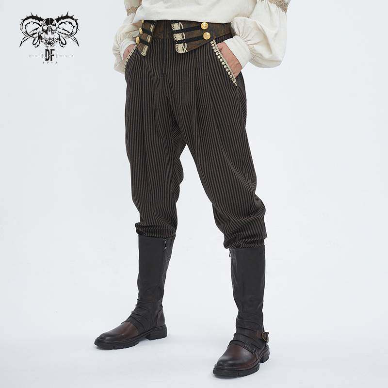 Devil Fashion恶魔时尚男装哥特朋克暗黑交叉绑带高腰裤子PT246