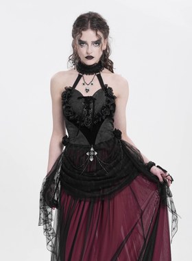 EVA LADY恶魔时尚女装哥特朋克暗黑 哥特定位花绣花半裙ESKT05602